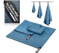 GUHAOOL Asciugamano Microfibra, Asciugamano in Microfibra 3 Set | 180x80cm&100x50cm&70x40cm, Telo Mare Microfibra, Asciugamani in Microfibra ad Asciugatura Rapida per Viaggi Spiaggia Yoga Sauna (Blu)
