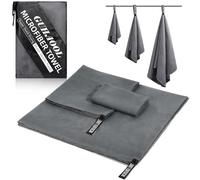 GUHAOOL Asciugamano Microfibra, Asciugamano in Microfibra 3 Set | 180x80cm&100x50cm&70x40cm,Telo Mare Microfibra,Asciugamani in Microfibra ad Asciugatura Rapida per Viaggi Spiaggia Yoga Sauna(Grigio)