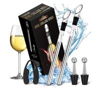 GUHAOOL Bacchetta Refrigerante per Vino 7 in 1, con 2 Asta di Raffreddamento Inox+2 Versatore di Vino+2 Tappi+Tagliacapsule per Vino, Regalo per Gli Amanti del Vino Regalo Adatto a Tutte le Bottiglie