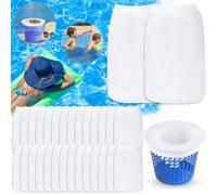 GUHAOOL Calze da Filtro per Piscina, 30 Pezzi Calzini da Skimmer per Piscina, Calzini Skimmer Nylon Riutilizzabile, Elastico Calze da Filtro per Piscina per Intrappolare Foglie, Erba, Capelli, Insetti