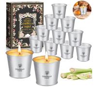 GUHAOOL Candele Citronella Esterno Set, 12x2.2oz Citronella Candele per Esterno con Cera di Soia Naturale e Oli di Citronella per Esterno Interno Giardino Campeggio Picnic,Durata 120-180 Ore Bruciando
