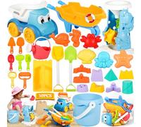 GUHAOOL Giocattoli da Spiaggia, 30 Pezzi Spiaggia di Sabbia Giocattoli con Borsa a Rete, Secchiello, Secchiello Spiaggia, Acqua Ruota, Stampi, Giochi Spiaggia Bambini per attività All'aperto Bambini