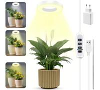 GUHAOOL Lampada per Piante, Luci di Crescita a Spettro Completo a LED per Piante da Interno, Regolabile in Altezza Lampade Coltivazione con Timer 3/9/12H, 9 Luminosità, 3 Modalità, per Piccole Piante