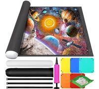 GUHAOOL Tappetino per puzzle a rullo in feltro per 1000-3000 pezzi, portaoggetti pieghevole con 6 raccoglitori