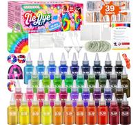GUHAOOL Tie Dye Kit per Bambini, 39 Colori Tintura Tessuti Permanenti Tinture Cravatta per Bambini e Adulti Pittura di Vestiti DIY, Coloranti Stoffe Vivaci Tie-Dye per Shirts, Camicia, Hoodie, Feste