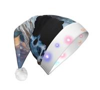 GUHAOT Beach Maui Hawaii Sunset Sea Waves Nuvole Stampa Cappello di Natale Cappello di Babbo Natale LED Cappello di Babbo Natale, 3 modalità di illuminazione, Cappello di Natale Costume Party Cap