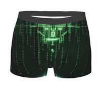 GUHAOT Boxer da uomo morbidi, con stampa digitale Matrix Code, traspirante, confortevole, elasticizzato, boxer da uomo, Nero , XL