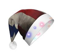 GUHAOT Cappello di Babbo Natale con stampa di bandiera di Porto Rico, cappello di Babbo Natale a LED, 3 modalità di illuminazione, cappello natalizio per feste in costume