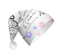 GUHAOT Cappello di Babbo Natale con stampa di calcolo geek e geometria matematica, cappello da Babbo Natale a LED, 3 modalità di illuminazione, cappello natalizio per feste in costume