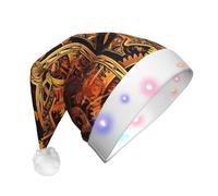 GUHAOT Cappello di Babbo Natale con stampa di ingranaggi Steampunk con LED, 3 modalità di illuminazione, copricapo natalizio per feste in costume di Natale