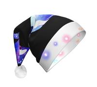 GUHAOT Cappello di Babbo Natale con stampa di orca killer whale, cappello di Babbo Natale con 3 modalità di illuminazione, cappello natalizio per feste in costume di Natale