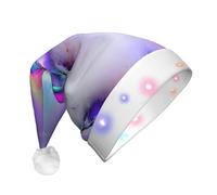 GUHAOT Cappello natalizio con stampa di luci del nord, cappello di Babbo Natale con luci a LED, 3 modalità di illuminazione, cappello natalizio per feste in costume