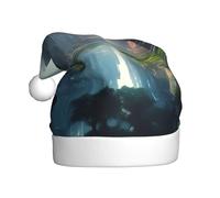 GUHAOT Cappello natalizio con stampa "La città sull'acqua", cappello da Babbo Natale, accessorio decorativo per feste e feste