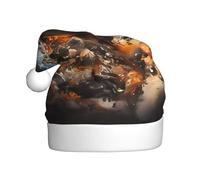 GUHAOT Cappello natalizio con stampa Rugby on Fire, cappello da Babbo Natale, accessorio decorativo per feste e feste