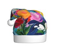 GUHAOT Impasto Cappello natalizio con stampa floreale, cappello da Babbo Natale, accessorio decorativo per feste e feste