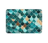 GUHAOT Tappetino da bagno antiscivolo con stampa a squame di sirena con stampa a squame di pesce, tappetino assorbente per interni