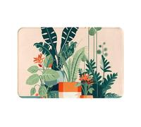 GUHAOT Tappetino da bagno antiscivolo con stampa di piccole piante verdi in memory foam, tappetino assorbente per interni