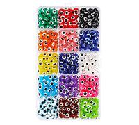 GUHEXIA 450 Pezzi/Set Perle di Occhio Turco 8mm Rotonde per Perline di Malocchio Perline di Resina Occhio Rotondo per Orecchini Creazione di Gioielli Findi