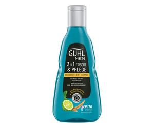 Guhl Shampoo da uomo 3 in 1, freschezza e cura, contenuto: 250 ml, per capelli, corpo e viso, tipo di capelli: normale