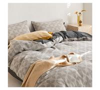 GUHPZA Set Copripiumino in Cotone, 4 Pezzi, Chiusura con Lacci, Set di Biancheria da Letto Boho in Morbida Microfibra Lavata E Facile da Pulire.,Gris-1.5m bed-200x230cm
