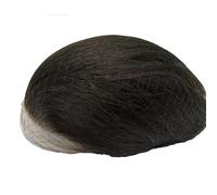 GUHPZA Sistemi di Sostituzione dei Capelli per Uomo, Sistema di Sostituzione, Toupet per Uomo, Pezzi di Capelli Umani Europei, Protesi per Capelli, Pizzo Frontale Sviz,off Black-8x10