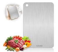 GUIANLOU Tagliere Acciaio Inox Multifunzione Doppio Lato 29*20cm Argento