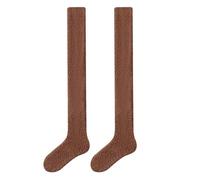 GUIBEIZU Calze Termiche Donna 2 Paia Calze Pelose Ad Altissime Ginocchiere Addensate-caffè 2 Paia-Taglia Unica