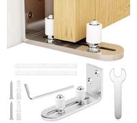 Guida a pavimento, porta scorrevole, base regolabile, in acciaio al carbonio, con strumento per sistema di porte scorrevoli, porta scorrevole (argento)