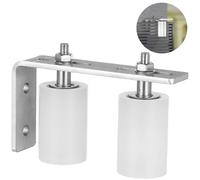 Guida a rullo per cancello scorrevole con staffa a forma di L, rullo in nylon per cancello scorrevole da 7,6 cm, hardware regolabile per cancello scorrevole, design a doppia ruota, acciaio