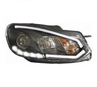 Guida a Sinistra Faro Coppia Barra Luci LED DRL Trasparente Nero Per VW Golf VI