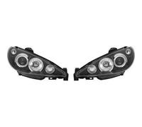 Guida a Sinistra Proiettore Fari Coppia Angel Eyes Trasparente Nero per Peugeot