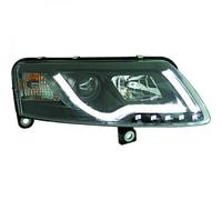 Guida a Sinistra Proiettore Fari Coppia LED DRL Trasparente Nero Per Audi A6 Typ