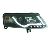 Guida a Sinistra Proiettore Fari Coppia LED DRL Trasparente Nero Per Audi A6 Typ