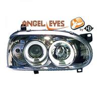 Guida a Sinistra Proiettore Fari Fanale Coppia Angel Eyes Cromo Per VW Golf III