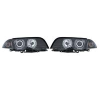 Guida a Sinistra Proiettore Fari Set LED Anelli Halo Angel Eye Nero Per BMW E46