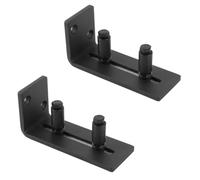 Guida al pavimento della porta da 2 pack, guida per pavimenti regolabile rullo in acciaio carbonioso per la porta del fienile in fondo per la casa (nero) (Two-wheel)