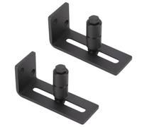 Guida al pavimento della porta da 2 pack, guida per pavimenti regolabile rullo in acciaio carbonioso per la porta del fienile in fondo per la casa (nero) (Single-round elevation increase)