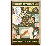 Guida alla cottura del pane alla banana, cartelli in metallo, targhe da cucina, decorazioni da parete, niente dice casa come l'odore di una teglia da forno, poster da 12x16 pollici