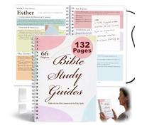 Guida allo studio biblico di 66 libri Stampa grande Ripartizione delle | Quaderno a spirale A5 con 132 pagine, guide per lo studio della Bibbia, diario, diario, riflessione e preghiera