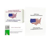 Guida allo studio sulla cittadinanza statunitense - Manuale civico bilingue, 128 fogli con traduzione in spagnolo inglese, cartoncino premium, schede flash complete per domande e risposte del governo