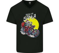 Guida Come Babbo Natale Biker Moto Natale Maglietta In Cotone A V Per Uomo