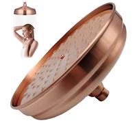 Guida con doccia in rame rotondo vintage 7.9x7.9x4.3 in design delle precipitazioni, doccia acciaio inossidabile ad alta pressione con getti di silicone, sostituzione della da pioggia