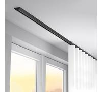 Guida da soffitto in alluminio per tende, binario per tenda resistente, asta per tenda montata sul soffitto, set di guide per ufficio, soggiorno, camera da letto (nero, 170 cm)
