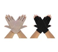Guida Guanti Donne Estate UV Protezione Magro Guanti senza dita di protezione solare Breve e antiscivolo Mittens, Speciale per Ragazza Signora All'aperto Ciclismo Pesca Golf (2 Paia)