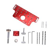 Guida per foratura per mensole in lega di alluminio con maniche da 5 mm, modello 2 in 1 per cerniere per ante dei cassetti, distanza tra i fori 64/128/192 mm, rosso (tipo B)