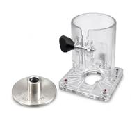 Guida per Fresatrice, Dima per Router, Boccola 8mm + coperchio spesso | metallo resistente, stampaggio integrato, spessore 2.3mm, per basi router 38mm, include boccola, per sagomare