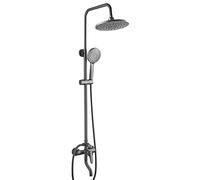 Guida per la Doccia a Pioggia da 11 Pollici con rubinetti Spray Portatile Set Kit di Rivestimento per la Doccia per Bagno ad Alta Pressione con scaffale, Grigio