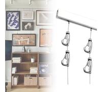 Guida per Quadri Sospensione For Quadri Bianchi, Parete For Galleria, Ganci E Filo For Binari Regolabili Da 100, 150, 200, 250 E 300 Cm, Fotografie/disegni(1.5m Rail/59in,2.5m Cord/98.4in)