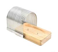 Guida per tagliare il pane in acciaio inossidabile 304, regolabile, con base in legno, per cucina e pane tostato (oro)