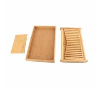 Guida pieghevole in bambù per affettare il pane, strumento di taglio per pagnotte di pane fatto in casa, affettatrice a fette uniformi con vassoio per le briciole, accessorio da